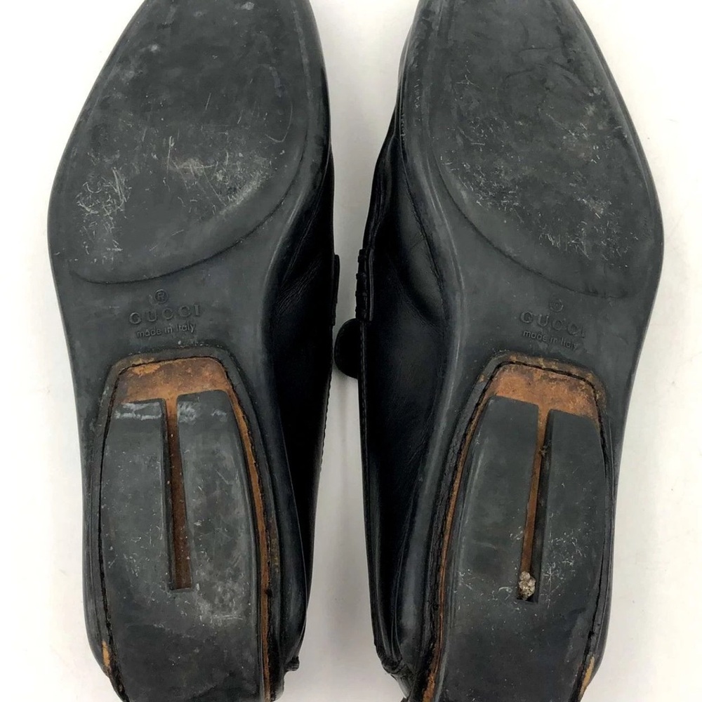 Gucci Men's Black Leather Loafers w/ Gold-Tone Horsebit Detail - Size 9.5 (+COA) - Picture 11 of 13